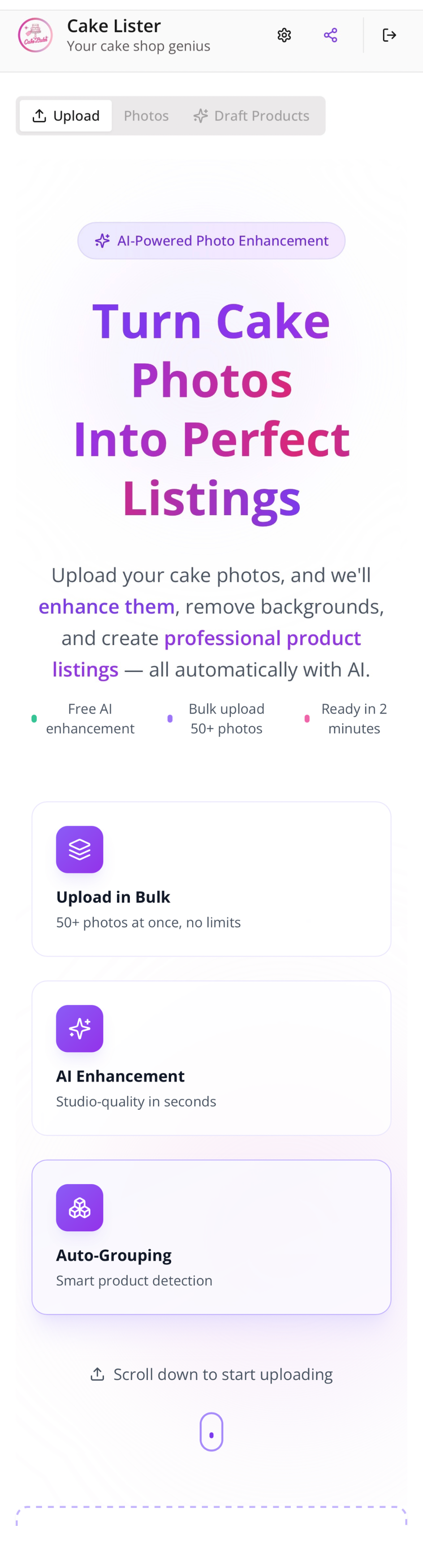 Cake Lister landing page displayed in a phone mockup